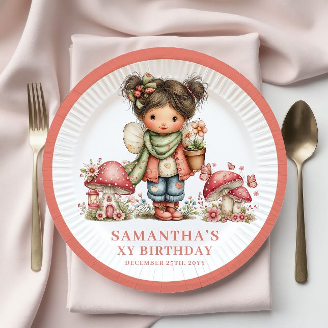 Glow Fairy 6th Birthday Blush Pink Paper Plates (Glow Fairy 6th Birthday Blush Pink Paper Plates)