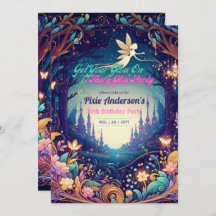 Glow Fairy Party Theme Fairytale Enchanted Forest Invitation