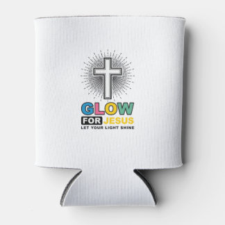 Glow For Jesus Christian Cross Light Shirt Design_ Can Cooler