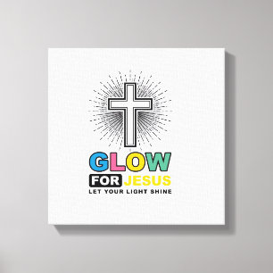 Glow For Jesus Christian Cross Light Shirt Design_ Canvas Print