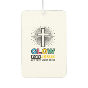 Glow For Jesus Christian Cross Light Shirt Design_ Car Air Freshener