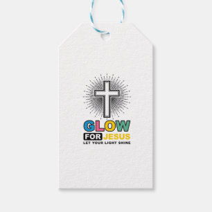 Glow For Jesus Christian Cross Light Shirt Design_ Gift Tags