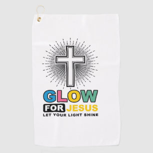 Glow For Jesus Christian Cross Light Shirt Design_ Golf Towel