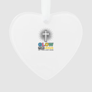 Glow For Jesus Christian Cross Light Shirt Design_ Ornament