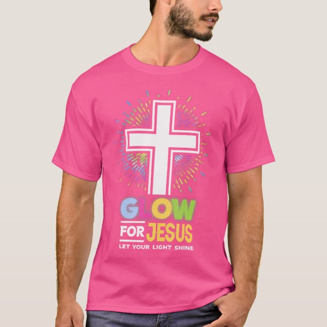 Glow For Jesus Christian Cross Tee Jesus Christ Bi (Front)