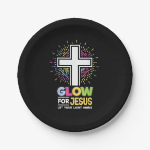 Glow for Jesus Christian Cross Tee Jesus Christ Bi Paper Plate