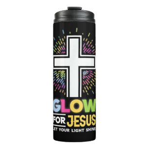 Glow for Jesus Christian Cross Tee Jesus Christ Bi Thermal Tumbler