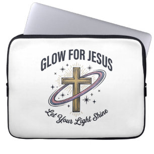 Glow for Jesus Christian Cross Vintage Vector Laptop Sleeve