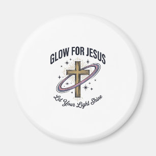 Glow for Jesus Christian Cross Vintage Vector Magnet