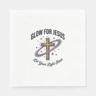 Glow for Jesus Christian Cross Vintage Vector Napkin