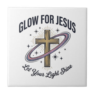 Glow for Jesus Christian Cross Vintage Vector Tile