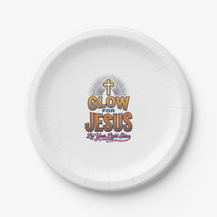 Glow for Jesus Let Your Light Shine Christian Desi Paper Plate