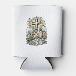 Glow For Jesus Vintage Christian Cross Shirt Can Cooler