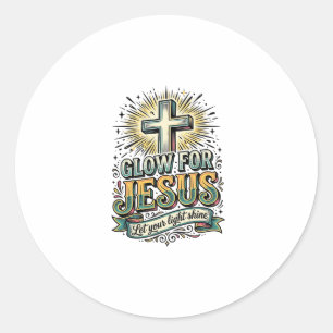 Glow For Jesus Vintage Christian Cross Shirt Classic Round Sticker