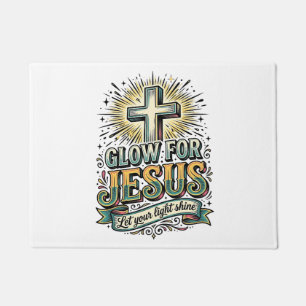 Glow For Jesus Vintage Christian Cross Shirt Doormat