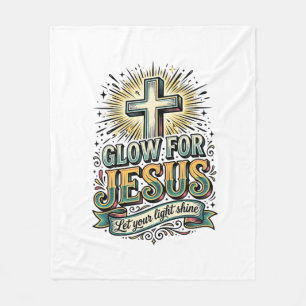 Glow For Jesus Vintage Christian Cross Shirt Fleece Blanket