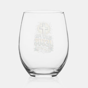 Glow For Jesus Vintage Christian Cross Shirt Stemless Wine Glass