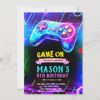 Glow game night party invite