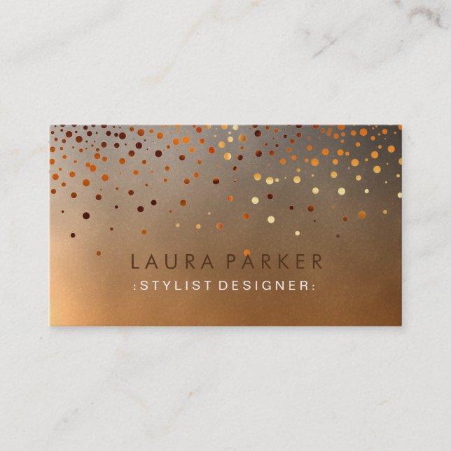 Glow Glitter Orange Confetti Elegant Sky Business Card (Front)