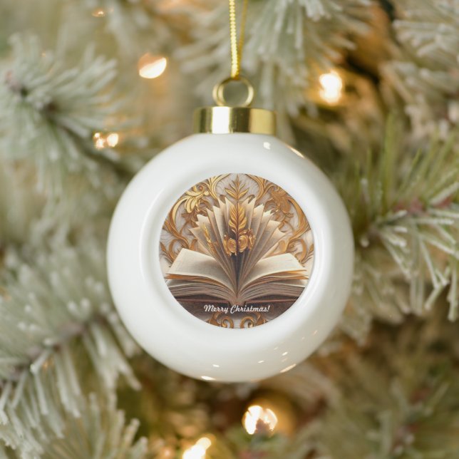 "Glow Golden Knowledge" Ceramic Ball Christmas Ornament (Tree)