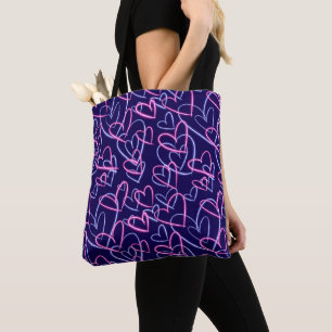 Glow Hearts Neon Tote Bag