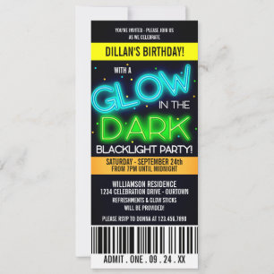 Glow in the Dark Birthday Party Invitation