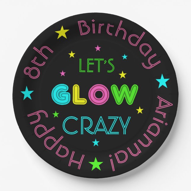 Glow in the Dark Black light Party Plates (Front)