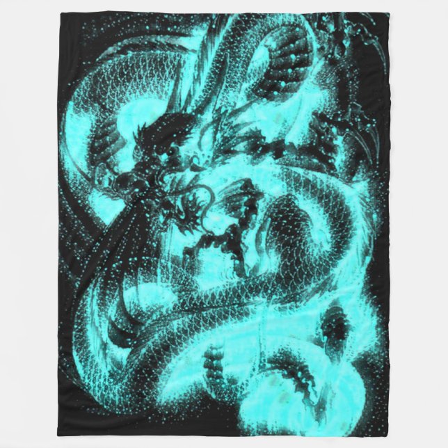 Glow In The Dark Chinese Zodiac Dragon Fleece Blanket (Front)