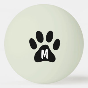 Glow in the dark dog paw print ping pong balls