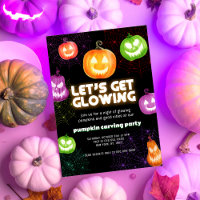 Glow in the dark neon themed Pumpkin Carving Party