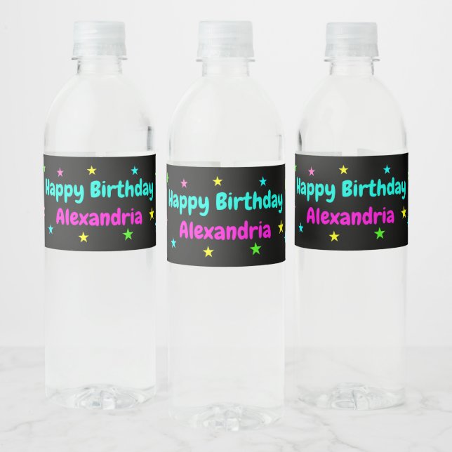 Glow in the Dark Party Water Bottle Label (Bottles)