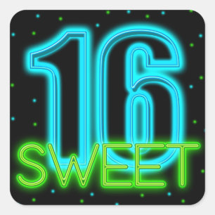 Glow in the Dark Sweet 16 Square Sticker