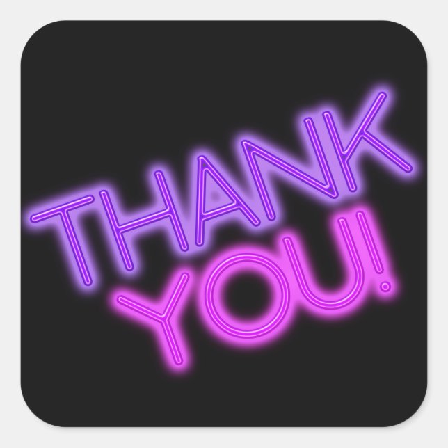 Glow in the Dark Thank You Square Sticker (Front)