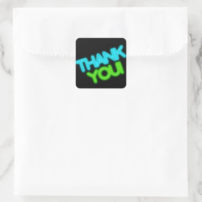 Glow in the Dark Thank You Square Sticker (Bag)