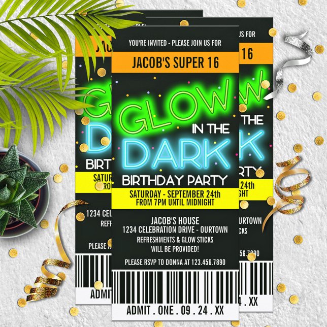 Glow in the Dark Theme Birthday Party Invitation (Creator Uploaded)