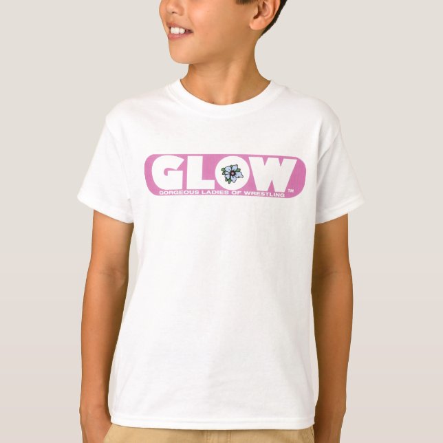 GLOW Kids T-Shirt Pink Logo (Front)