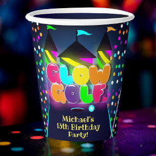 Glow Miniature Golf Birthday Party Paper Cups