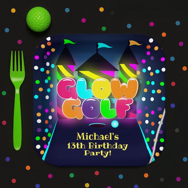 Glow Miniature Golf Birthday Party Paper Plate (Glow Miniature Golf Birthday Party Paper Plates
)
