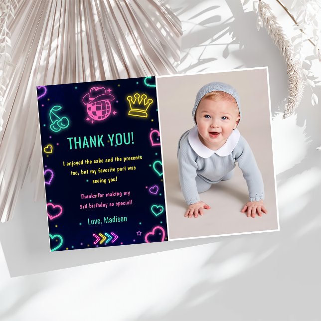 Glow Neon Lights Birthday Party Invitation (Creator Uploaded)