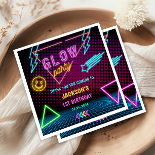 Glow Neon Lights Thank You Birthday Party Napkin
