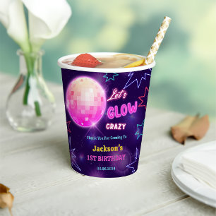 Glow Neon Lights Thank You Birthday Party Paper Cups