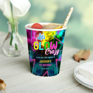 Glow Neon Lights Thank You Birthday Party Paper Cups