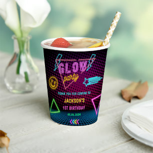 Glow Neon Lights Thank You Birthday Party Paper Cups