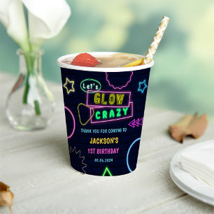 Glow Neon Lights Thank You Birthday Party Paper Cups