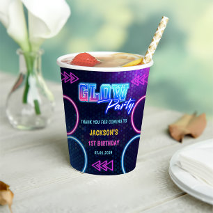 Glow Neon Lights Thank You Birthday Party Paper Cups