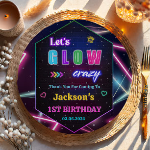 Glow Neon Lights Thank You Birthday Party Paper Plate