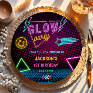 Glow Neon Lights Thank You Birthday Party Paper Plate