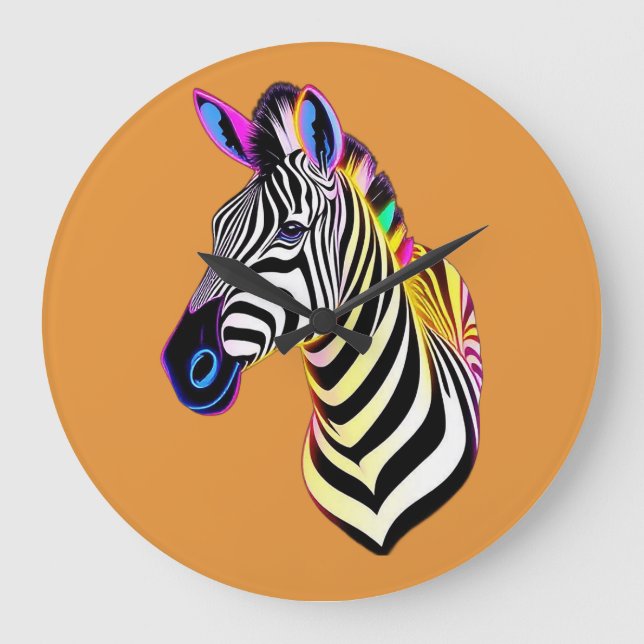 Glow Neon Zebra Large Clock (Front)