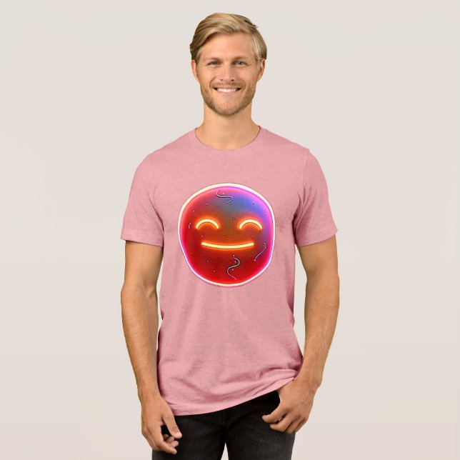 Glow of Joy: Digital Emoticon Tri-Blend Shirt (Front Full)
