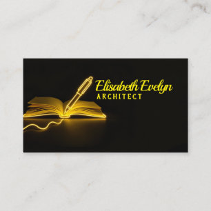 Glow of Knowledge: Pen and Book in the Dark Business Card